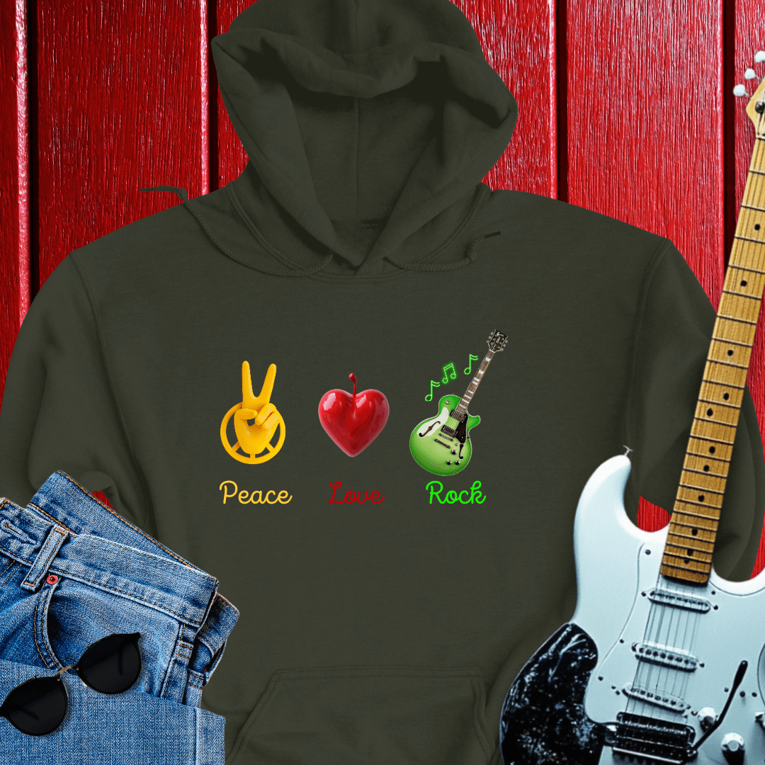 Peace, Love And Rock Hoodie