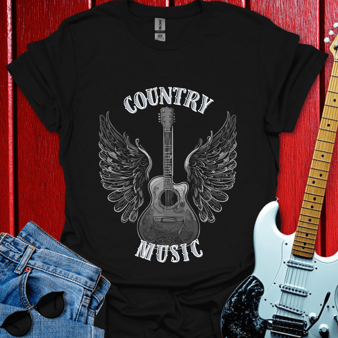 Monochrome Country Winged Guitar T-shirt