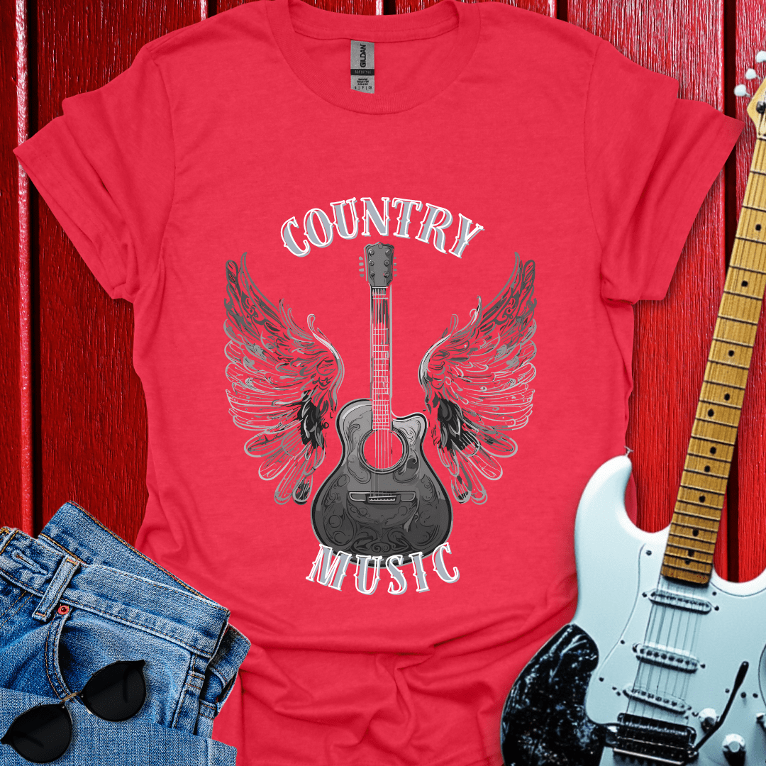 Monochrome Country Winged Guitar T-shirt