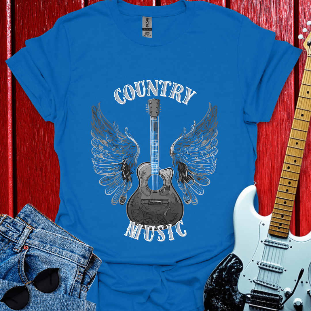 Monochrome Country Winged Guitar T-shirt
