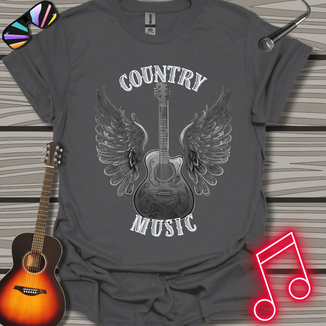 Monochrome Country Winged Guitar T-shirt