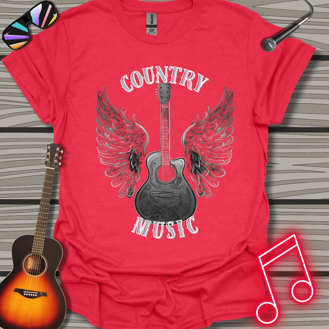 Monochrome Country Winged Guitar T-shirt