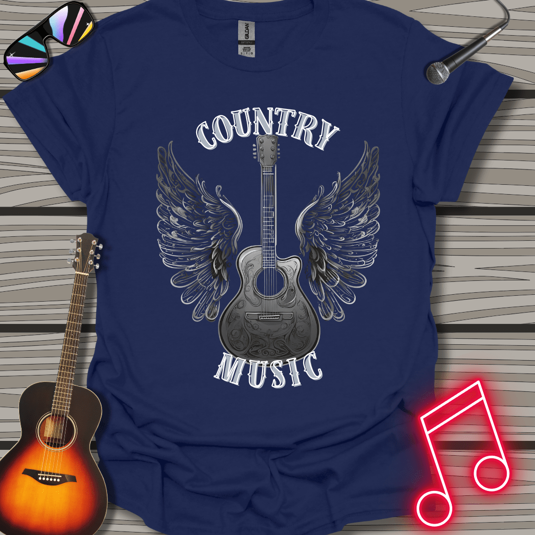 Monochrome Country Winged Guitar T-shirt